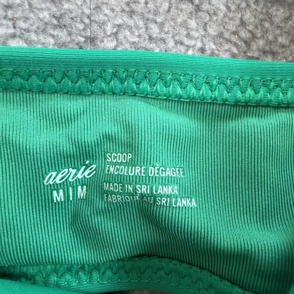 Aerie Scoop Ruffle Triangle Swim Top Women's Medium Green Tie Back Bikini NEW - Image 2