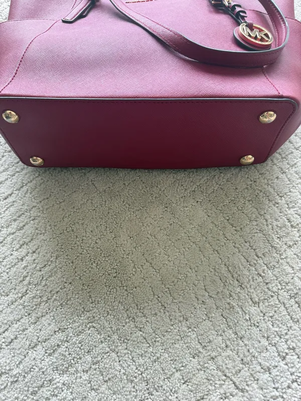 Micheal kors red leather tote bag purse large - Image 3