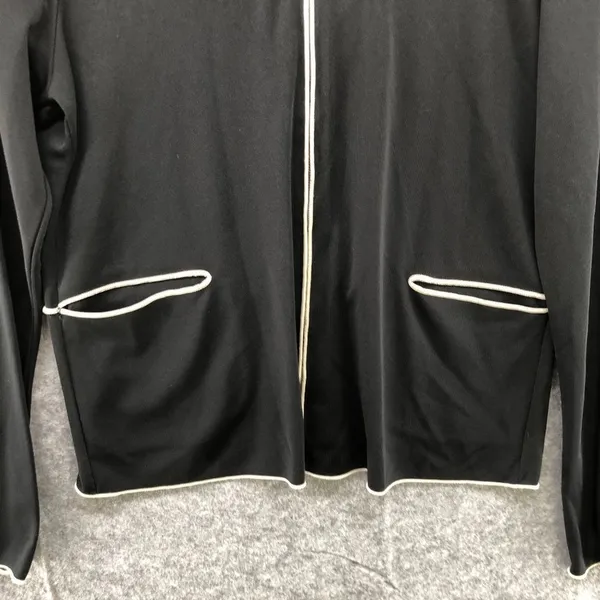 Max Studio Knit Stretch Hoodie Black Ivory Contemporary Zip Up Womens Large L - Image 5