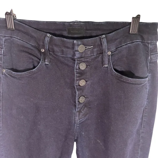 Mother The Pixie Ankle Fray Jeans Holding Hands Dark Wash Button Fly Size 27 - Image 3