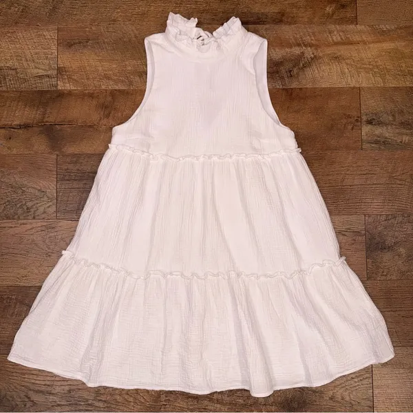 Tuckernuck Pomander Place Morgan Lightweight Gauze Ruffle Neckline Bow Dress - Image 2