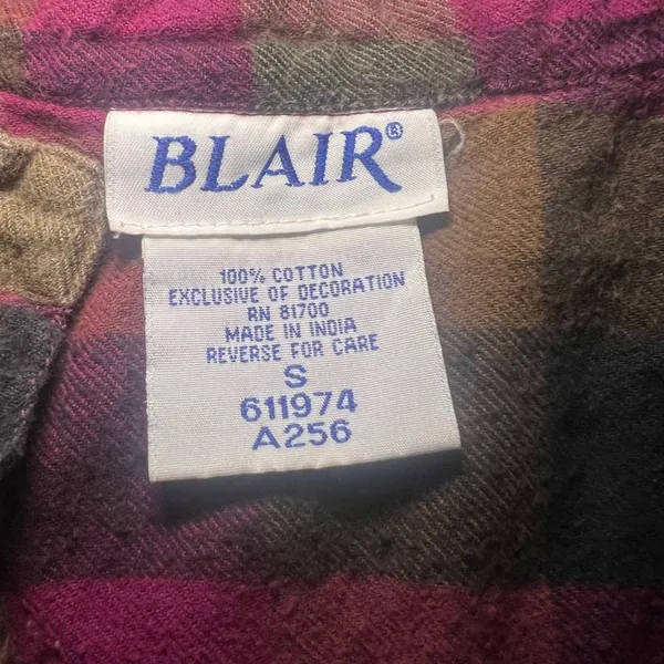 Blair Plaid Flannel Tunic Top Embroidered Pink Brown Green Womens S Fall‎ Blouse - Image 3