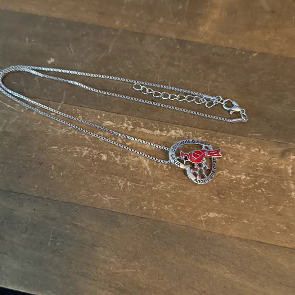 Palm Beach silver tone Cardinal pendant necklace - Image 2