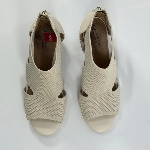 Giani Bernini Size-6M Womens Arisiaaf Knit Block Heel Beige Sandals Bootie - Image 6