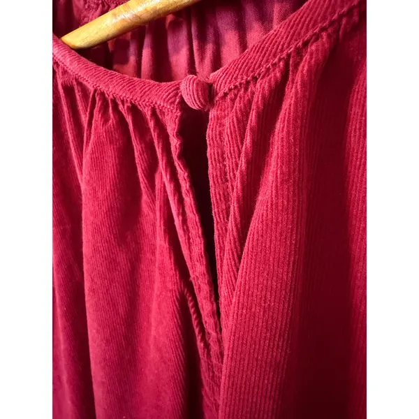 Universal Thread Burgundy Corduroy Long Sleeve Babydoll Mini Dress XL‎ Pockets - Image 10
