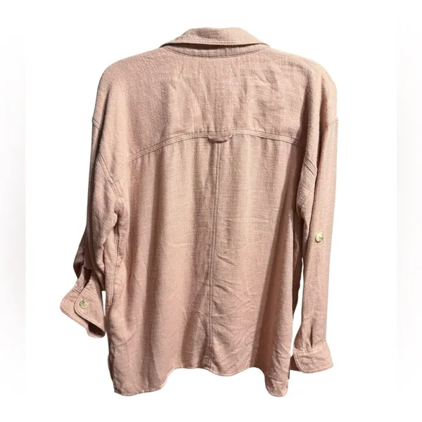 American Eagle Pink Terracotta Button Down Long Sleeve‎ Shirt Women’s Sz M Y2K - Image 2