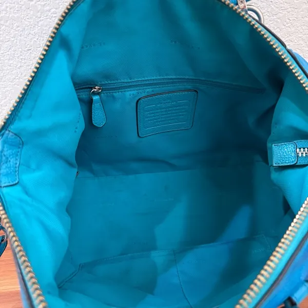COACH Prairie Pebbled Leather Turquoise Color Satchel Crossbody RECOLORED! READ - Image 5