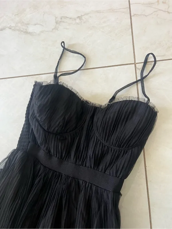 NWT Moon River Black Sheer Tiered Midi Dress Size Small - Image 3