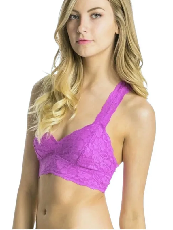 NWT Free People Galloon Lace Racerback Crop Bra Neon Orchid Size L - Image 7