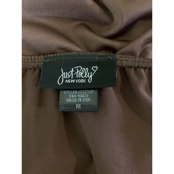 Just Polly Brown Strapless Handkerchief Hem Rosette Y2K Tube Top‎ Medium - Image 5