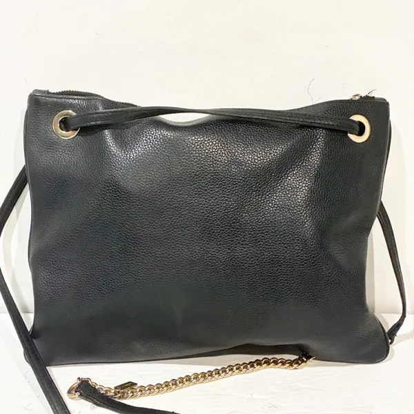 COACH‎ Convertible Crossbody in Black Pebble Leather Chain Link - Image 5