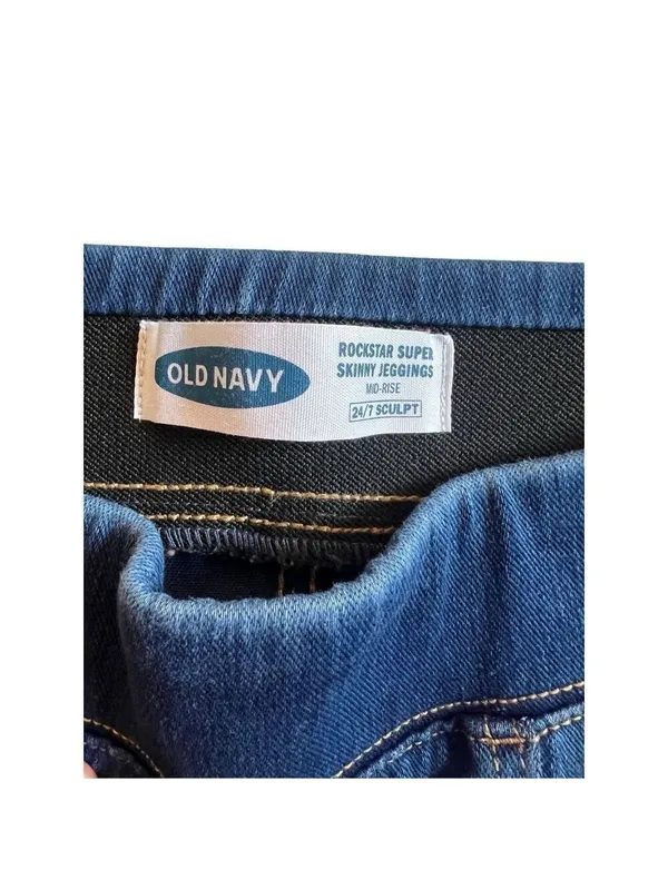 Old Navy Rockstar Super Skinny Jeggings Mid-Rise 24/7 Sculpt Dark Wash - Image 4