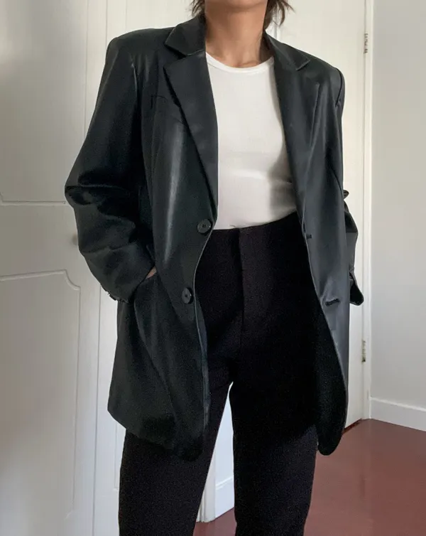 NA-KD Maxi Oversized PU Blazer - Image 5