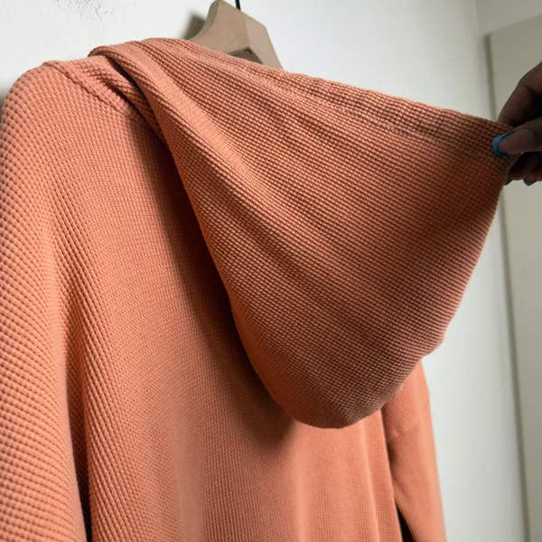 Free People FP Movement Women 100% Cotton‎ Hoodie Large Orange Waffle Knit - Image 7