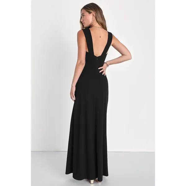 NWT Lulus Daring Elegance Black Sleeveless Mermaid Maxi Dress Holiday Party Sz M - Image 3