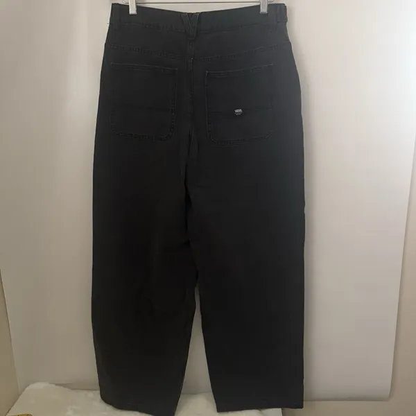 Vans Curbside Pant Womens 29 Washed Black Wide Leg High Rise Skater Baggy - Image 2