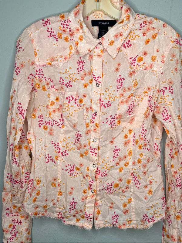 Express Western Cut Floral Shirt - Image 5