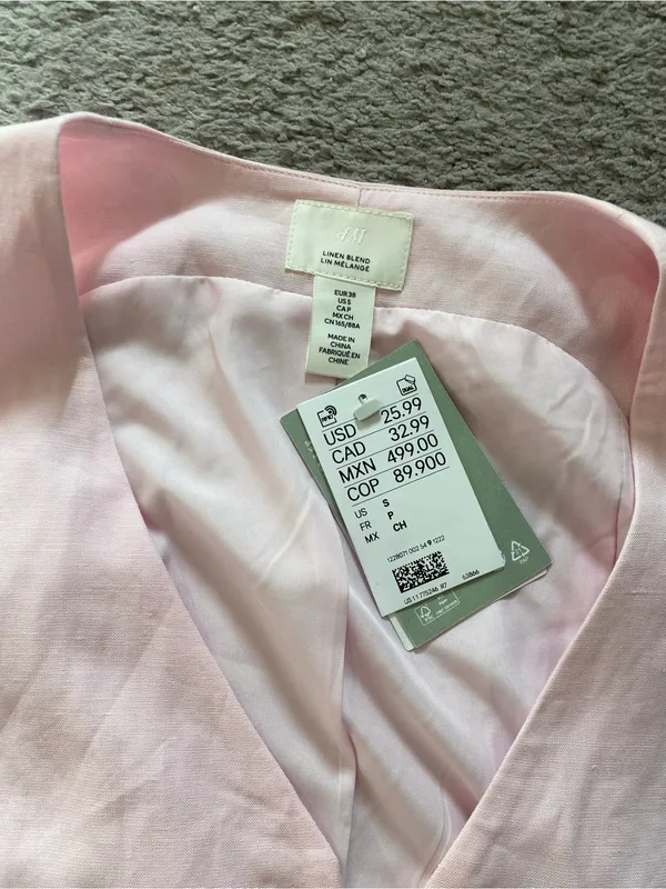 NWT H&M Light Pink Women's Linen Blend Vest - Image 3