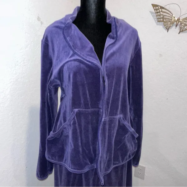 Velvet purple Jumpsuit with Jacket Size L - Image 6