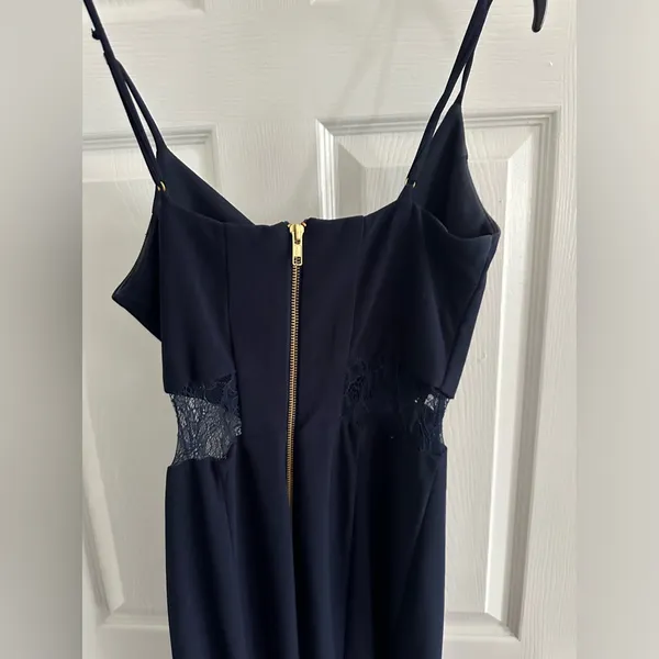 Betsy & Adam Lace-Inset formal maxi gown dress - navy blue size 2 - Image 5