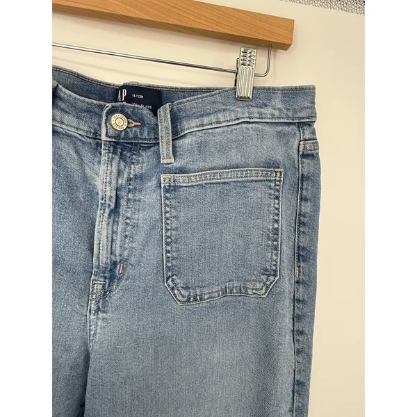 GAP 70s Flare Jeans Light Wash High Rise Stretch Denim 14/32R Casual Clean Girl - Image 5