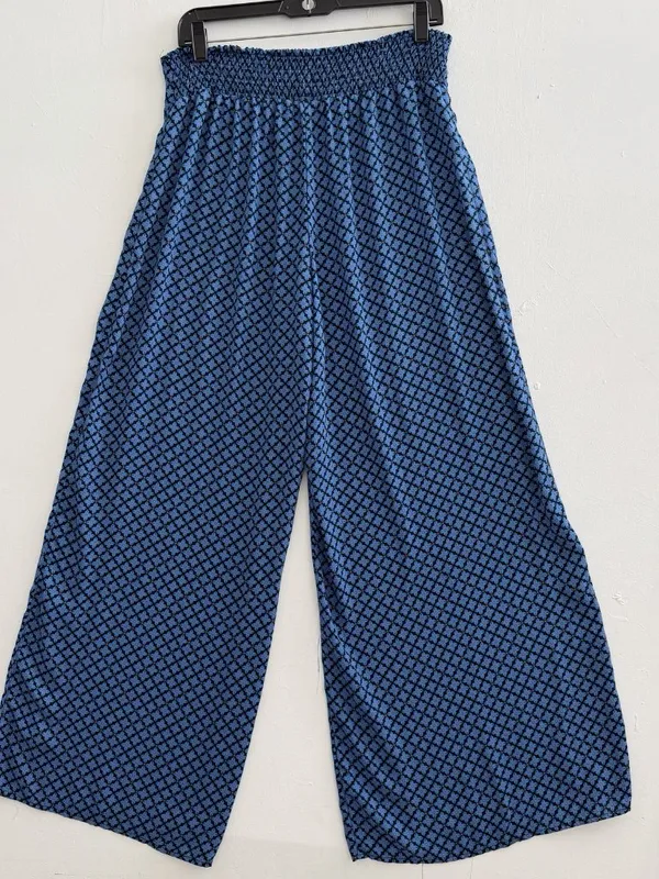 NEW Band Of Gypsies Palazzo Pants Wide Leg Flowy Blue & Orange Size LARGE - Image 5