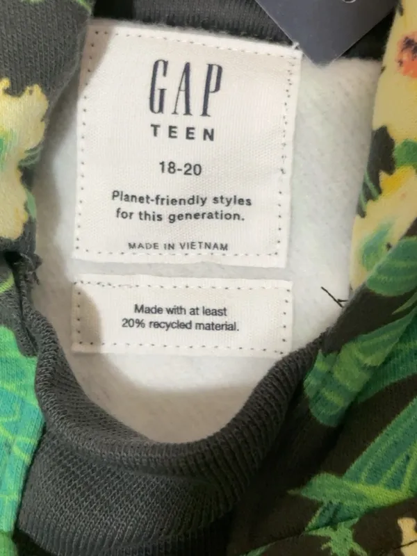 Gap Teen Floral Pullover Hoodie Size 18-20 Black Multicolor NWT - Image 8
