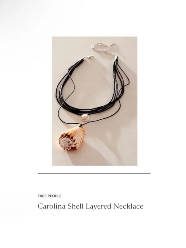 NWT FREE PEOPLE Carolina Shell Layered Necklace in Black - Image 5