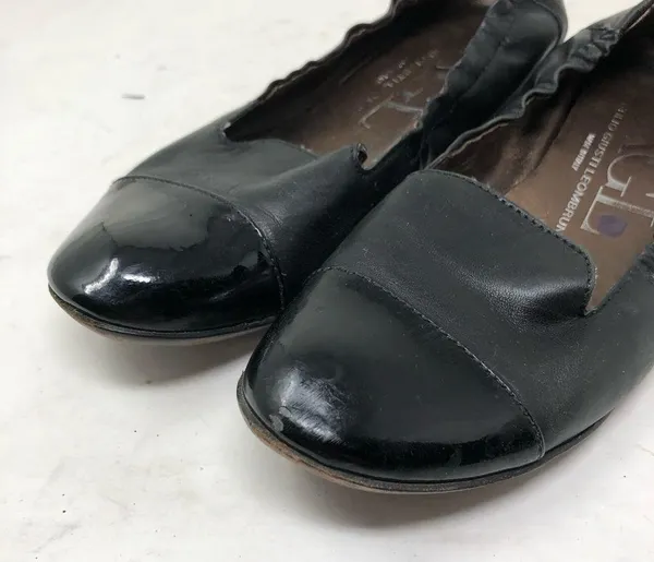 AGL black leather black cap toe patent leather ballet flats 36 6 - Image 6