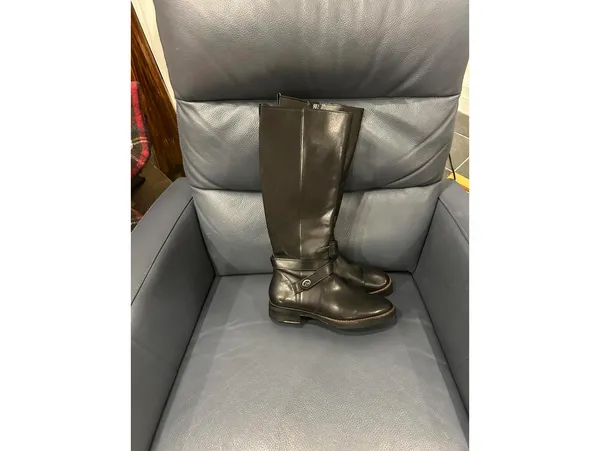 COACH black leather silver turnlock TALL FLAT riding boots - Image 3