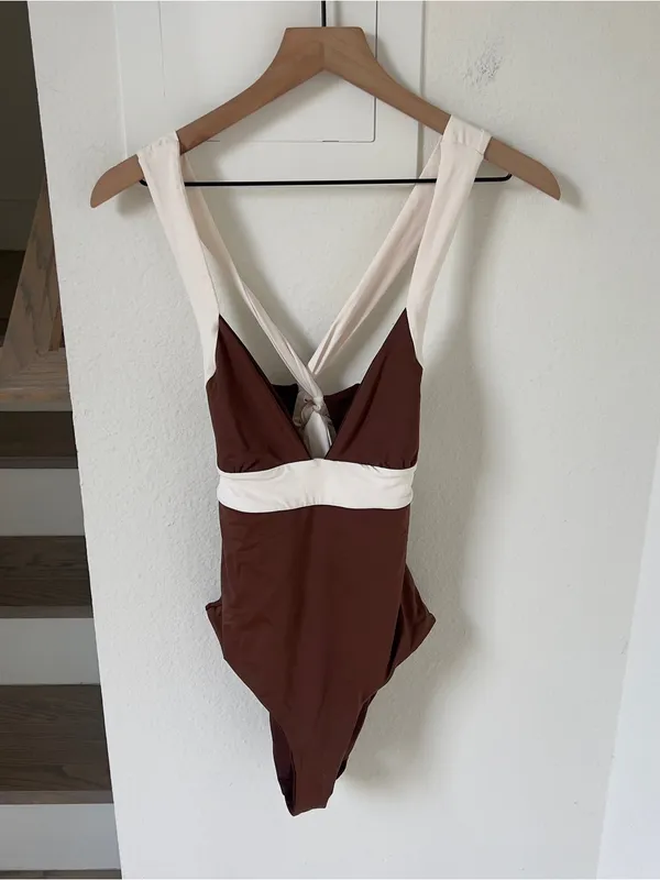 Free People Kya Remi Reversible One-Piece Swimsuit in Espresso / Chocolate Brown - Image 4
