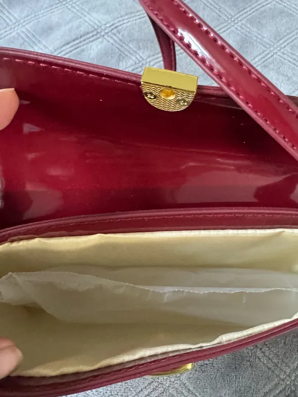 Red/burgundy glossy shoulder bag Red - Image 6