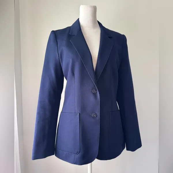Vintage ‘80s Panther Navy Blue Single Breasted Blazer - Image 3