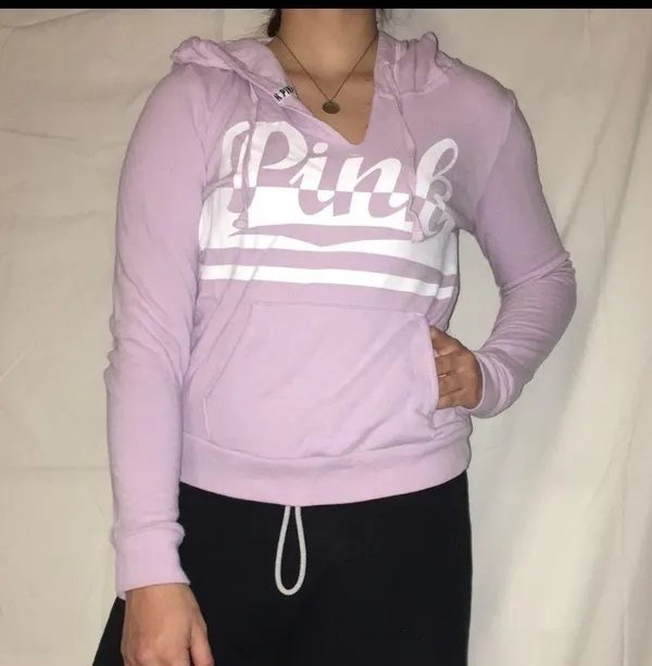 Lavender V-Neck Victoria'S Secret Pink Hoodie - Image 2