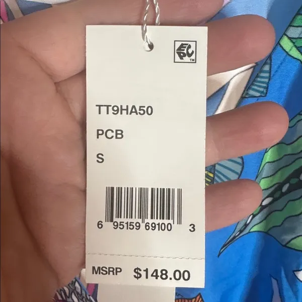 NWT Trina Turk Tahiti Cover-Up Dress Size Small Blue Tropical Print Tunic Resort - Image 6