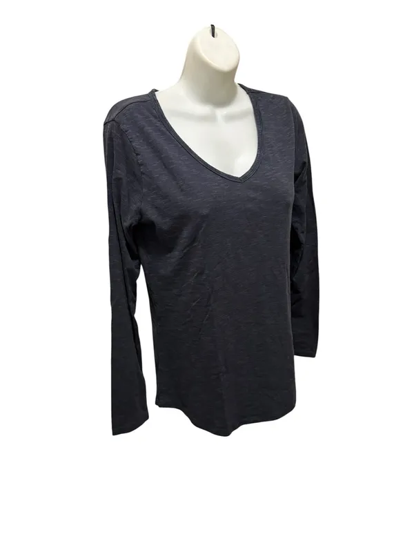 Toad&Co Marley ll Long Sleeve Slub Tee Sz S Heather Gray V Neck Organic Cotton - Image 3