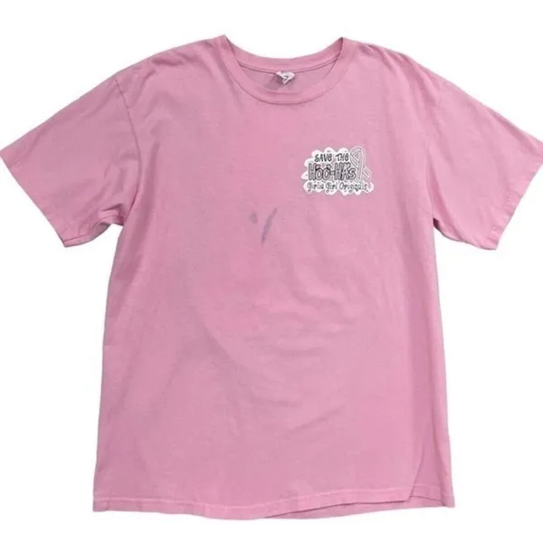 Breast Cancer Awareness T-shirt Short Sleeve Size Large Save The HOO-HAs Pink - Image 8