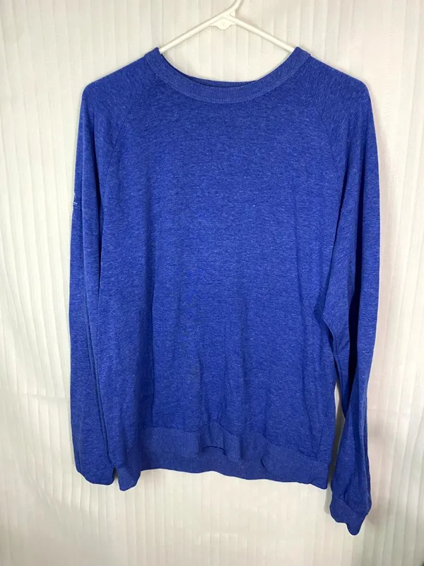 Blue Long Sleeve Shirt Lightweight Crewneck Casual Basic Soft Top - Image 5