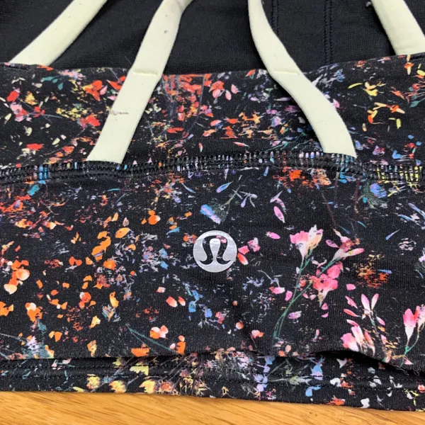 Lululemon Energy Cross Back Sports Bra Black Rainbow Floral Print Womens Size 10 - Image 3