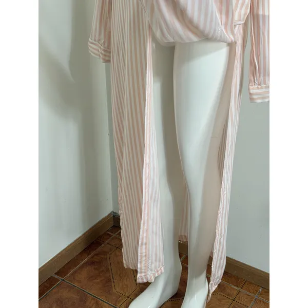 Rococo Striped Viscose Cover Up Dress Size M Long Sleeve Sheer Beach Resort NWT - Image 5