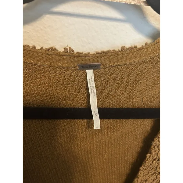 Free People Fuzzy Popcorn V-Neck Sweater Size Large Cropped Slouchy Boho Casual - Image 8