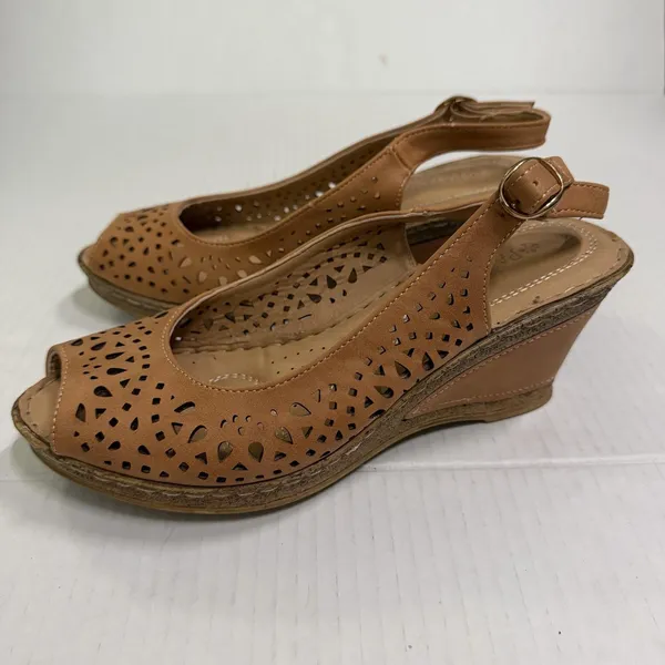 Patrizia By Spring Step Shoes Womens Size 7.5 38 Brown Slingback Wedge Sandals - Image 6