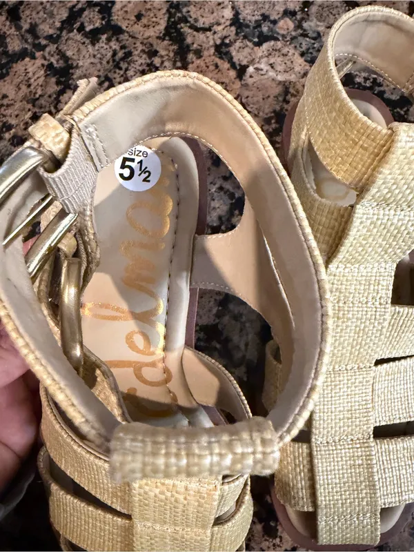 Sam Edelman Dawn Fisherman Sandals Bleached Beechwood Weave Size 5.5 Sandals - Image 5
