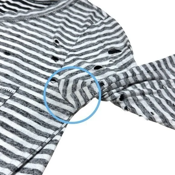 Free People Stripe Distressed Top Beetlejuice Asymmetrical Halloween Grunge XS - Image 7