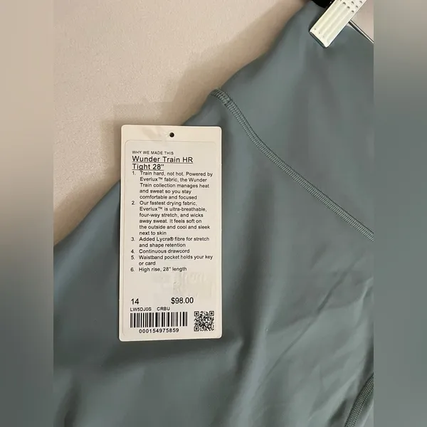 Lululemon NWT Wunder Train High Rise Tights 28” Leggings Crater Blue Size 14 - Image 10