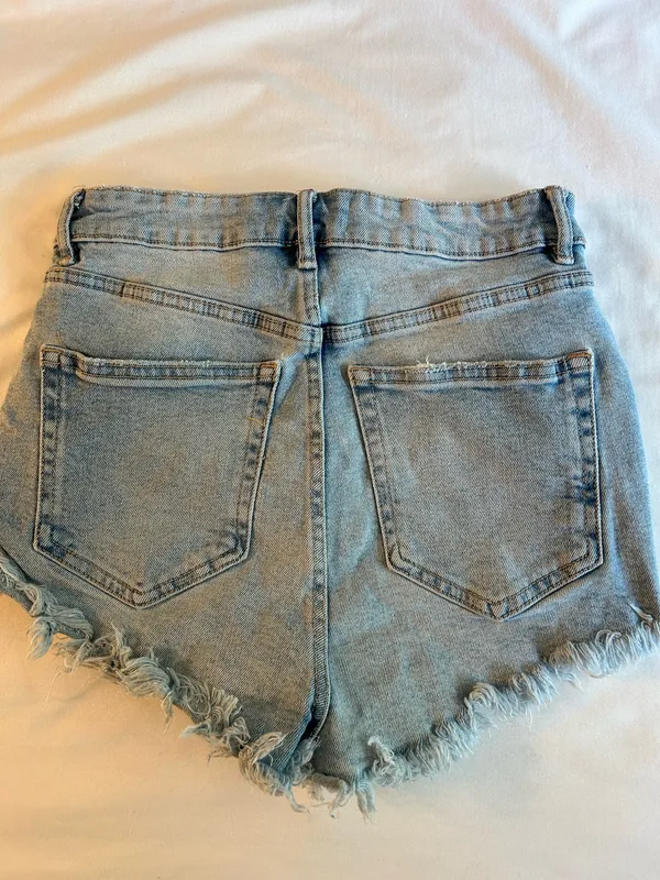 ZARA High-Waisted Light Wash Jean Shorts - Image 2