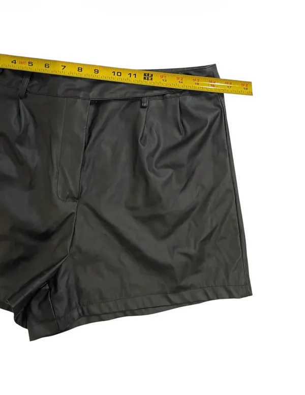 Shein Black Faux Leather Shorts - Image 2