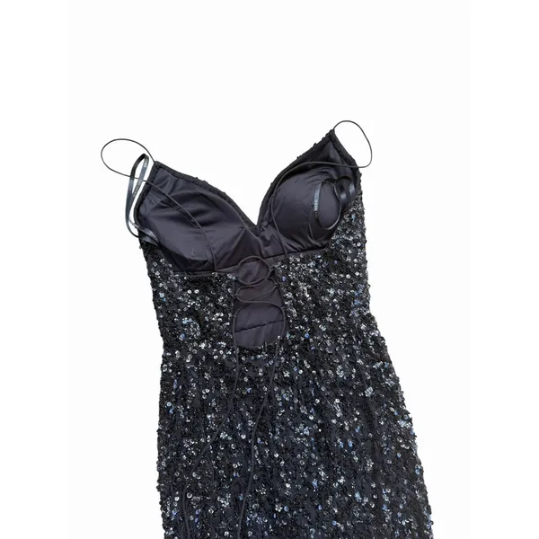 $498 Sherri Hill Black Sequin Mermaid Formal Gown Dress 4 Sweetheart Prom Hoco - Image 2