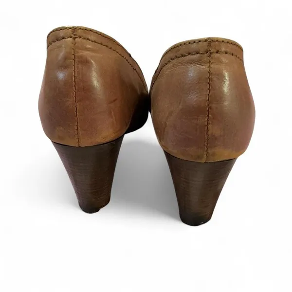Mercante‎ di Fiori Brown Leather Block Heel Pumps Classic Shoes Italy Preppy - Image 3