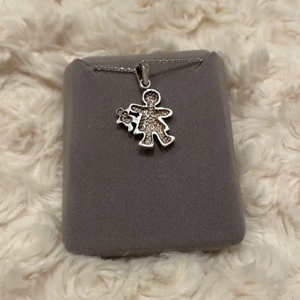 Silver child  with doll charm pendant - Image 2